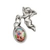 Pin s ange H. 3 cm en métal avec petite médaille résine de saint Michel.