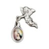 Pin s ange H. 3 cm en métal avec petite médaille résine de sainte Rita.