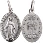 Médaille métal vieil argent H. 1.9 cm de la Vierge Miraculeuse inscription en Français