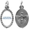 Médaille métal de couleur argentée ovale avec rebord effet dentelle H.1,5 cm avec résine. Disponible avec différents Saint