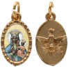 Médaille métal de couleur dorée ovale avec rebord effet dentelle H.1,5 cm avec résine. Disponible avec différents Saints