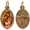 Médaille métal de couleur dorée ovale avec rebord effet dentelle H.1,5 cm avec résine. Disponible avec différents Saints