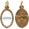 Médaille métal de couleur dorée ovale avec rebord effet dentelle H.1,5 cm avec résine. Disponible avec différents Saints
