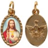 Médaille métal de couleur dorée ovale avec rebord effet dentelle H.1,5 cm avec résine. Disponible avec différents Saints