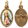 Médaille métal de couleur dorée ovale avec rebord effet dentelle H.1,5 cm avec résine. Disponible avec différents Saints