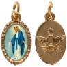 Médaille métal de couleur dorée ovale avec rebord effet dentelle H.1,5 cm avec résine. Disponible avec différents Saints
