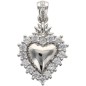 Pendentif de l EX VOTO en laiton de couleur argentée et contour avec zircons H. 1.8 cm