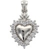 Pendentif de l EX VOTO en laiton de couleur argentée et contour avec zircons H. 1.8 cm