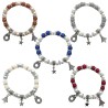 Bracelet de l Avent avec breloque sur élastique, grains irisé Ø 8 mm avec strass. Livre en boite.  Différentes couleurs