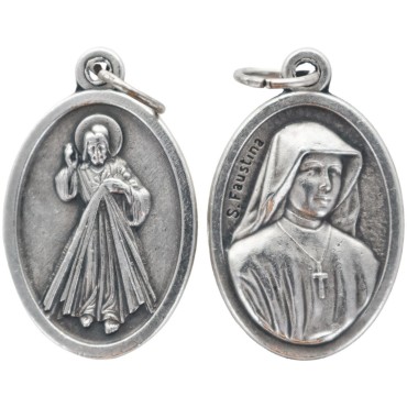 Médaille en métal couleur argentée forme ovale H. 2,2 cm. Plusieurs saints