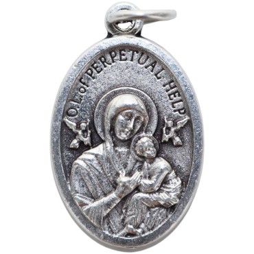 Médaille en métal couleur argentée forme ovale H. 2,2 cm. Plusieurs saints