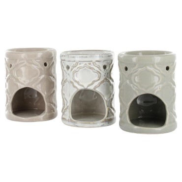 Brûle parfum en céramique décoré en relief Ø 8,5 cm H 11 cm. LOT de 3 Pièces assorties