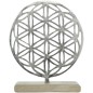 Fleur de vie en métal sur socle en bois de manguier H 28 cm