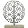 Fleur de vie en métal sur socle en bois de manguier H 28 cm