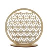 Support Fleur de vie en bois naturel socle diamètre 20 cm.