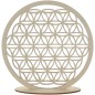 Support Fleur de vie en bois naturel sur socle diamètre 30 cm.