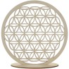 Support Fleur de vie en bois naturel sur socle diamètre 30 cm.