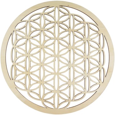 Suspension murale Fleur de vie en bois naturel Ø 30 cm.