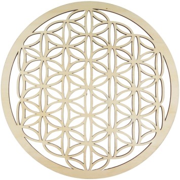 Suspension murale Fleur de vie en bois naturel Ø 30 cm.