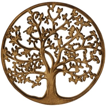 Suspension murale arbre de vie en bois naturel marron foncé Ø 29.5 cm..