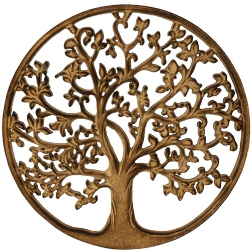 Suspension murale arbre de vie en bois naturel marron foncé Ø 29.5 cm..