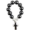 Dizainier sur elastique en hematite -Oslash- 7 mm- croix metal-