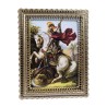Cadre couleur dorée bord dentelle en plastique H. 28,2 x 22,2 cm avec image, plusieurs saints.