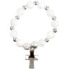 Dizainier sur -eacute-lastique en nacre -Oslash- 7 mm- fermoir- croix en m-eacute-tal-