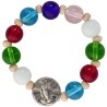Dizainier sur élastique grains en verre multicolore Ø 8 mm avec résine de la Vierge Miraculeuse