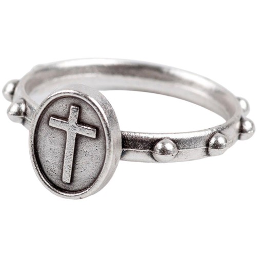 Dizainier bague avec médaille croix Ø 8 mm, LOT DE 3 ASSORTIES.