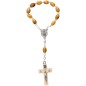 Dizainier sur chaine en bois d olivier ovale Ø 7 mm, croix bois avec Christ.