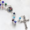 Chapelet grains verre s du Jubilé de l'espérance à facettes, Ø 6 mm sur chaîne, croix avec Christ.