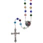 Chapelet grains verre s du Jubilé de l'espérance à facettes, Ø 6 mm sur chaîne, croix avec Christ.