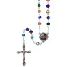 Chapelet grains verre s du Jubilé de l'espérance à facettes, Ø 6 mm sur chaîne, croix avec Christ.
