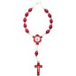 Dizainier sur corde en bois rouge Ø 7 mm, fermoir, résine VM croix bois avec Christ.