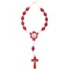 Dizainier sur corde en bois rouge Ø 7 mm, fermoir, résine VM croix bois avec Christ.