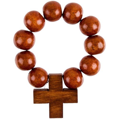 Dizainier sur corde en bois marron Ø 1 cm, croix bois.