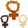 Dizainier en bois sur corde, perles Ø 7 mm, croix en bois, différentes couleurs.