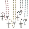 Chapelet grains ovales en bois, Ø 8 mm, chaine couleur argentee, longueur au cœur 36 cm, croix avec Christ.