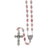 Chapelet grains ovales en bois, Ø 8 mm, chaine couleur argentee, longueur au cœur 36 cm, croix avec Christ.
