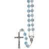 Chapelet grains en bois ronds, Ø 8 mm, chaine couleur argentee, longueur au cœur 36 cm, croix avec Christ differentes couleurs
