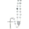 Chapelet grains en bois ronds, Ø 8 mm, chaine couleur argentee, longueur au cœur 36 cm, croix avec Christ differentes couleurs