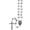 Chapelet grains en bois ronds, Ø 8 mm, chaine couleur argentee, longueur au cœur 36 cm, croix avec Christ differentes couleurs