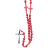Chapelet sur corde grains en pierre synthetique Ø 8 mm, longueur au cœur 24 cm, croix avec Christ. Livre en boite.