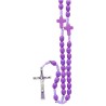 Chapelet sur corde grains en pierre synthetique Ø 8 mm, longueur au cœur 24 cm, croix avec Christ. Livre en boite.