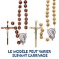 Chapelet du pelerin grains en bois, Ø 20 mm, chaine couleur argentee,  longueur au cœur 72 cm, croix avec Christ.