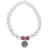 Bracelet sur elastique grains pierre couleur assortie Ø 7 mm, medaille metal arbre de vie.