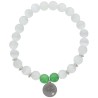 Bracelet sur elastique grains pierre couleur assortie Ø 7 mm, medaille metal arbre de vie.