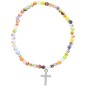 Bracelet sur elastique multicolore Ø 4 mm, avec croix metal.