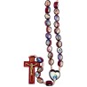 Chapelet des Saints sur corde grains en bois double face Ø 8 mm, longueur au cœur 31 cm, croix avec Christ metal.